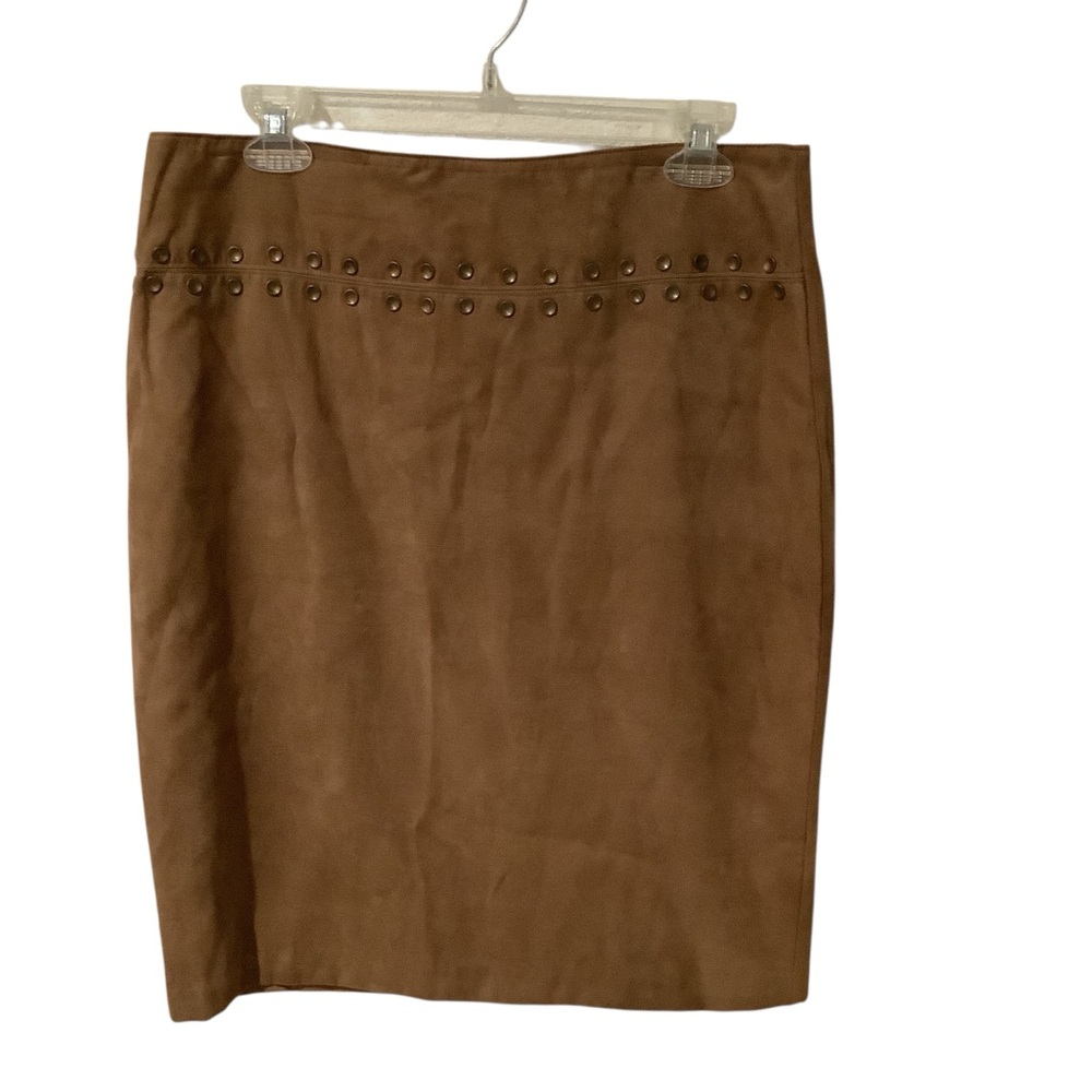 Lilly & Lavender Brown Faux Suede Skirt with Stud Details BRAND NEW